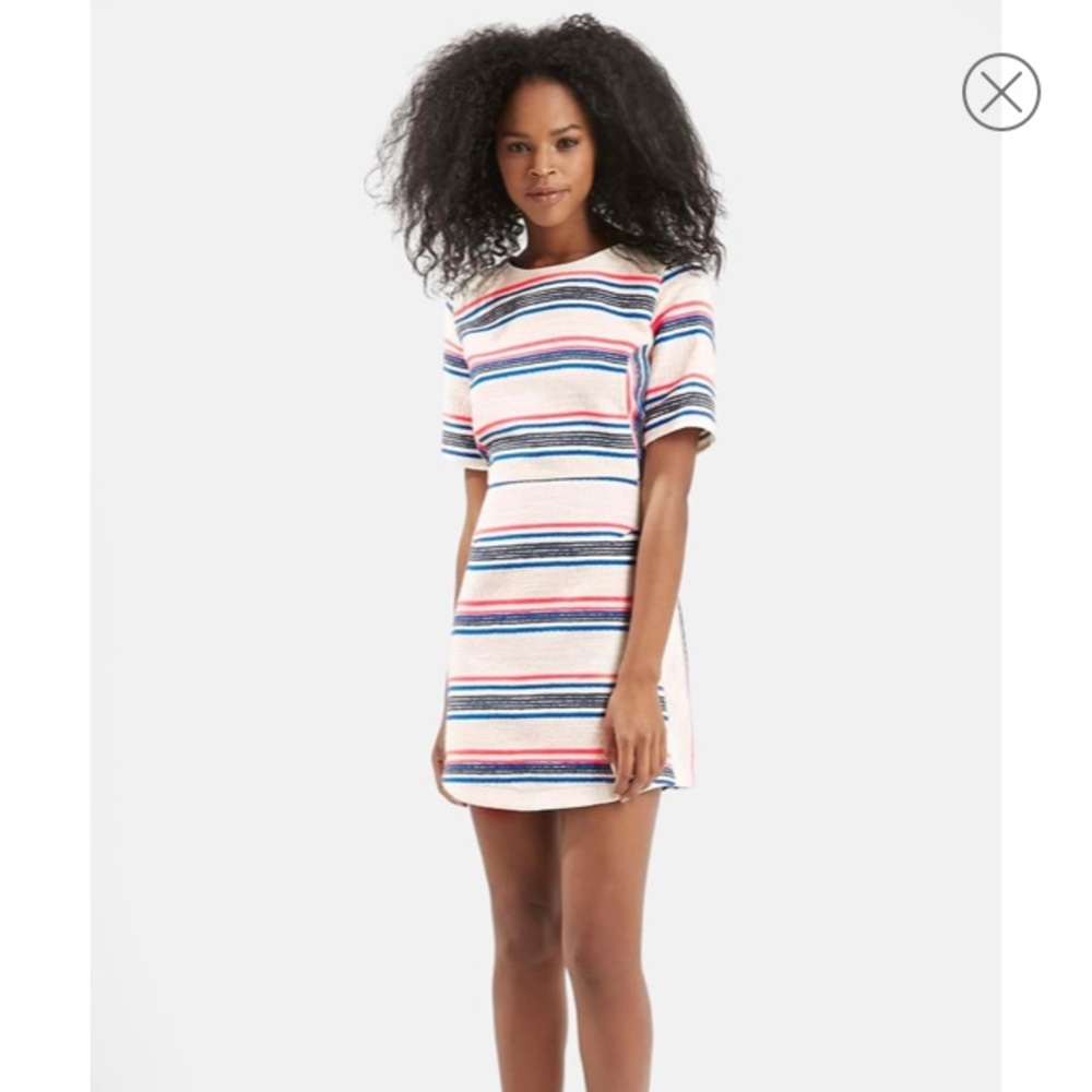 Topshop Stripe Jacquard A-Line Dress